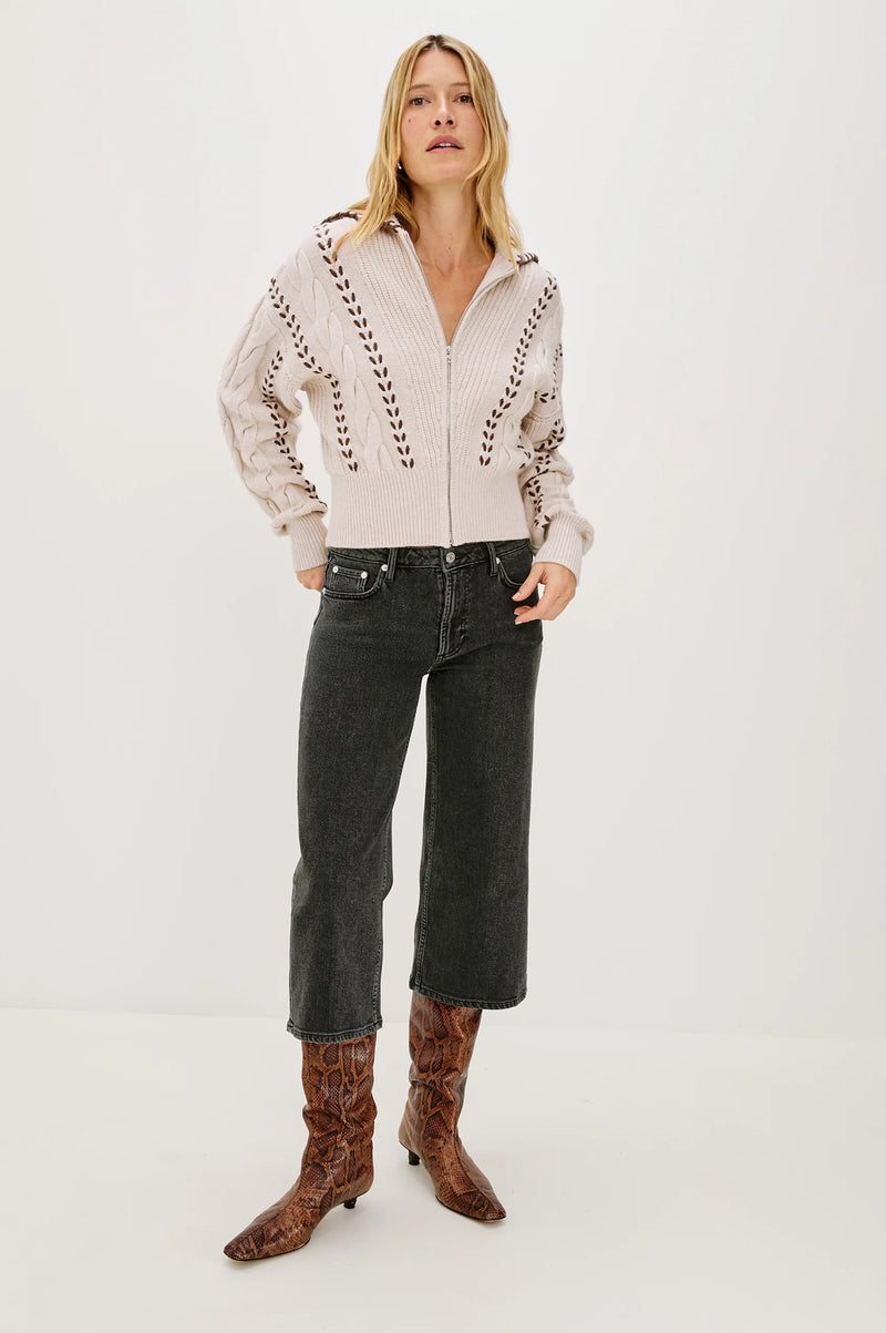 RAILS Lune sweater Oatmeal Brown Whip Stitch