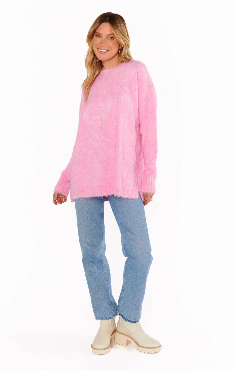 Show Me Your Mumu Bonfire Sweater in Pink Fuzzy Knit