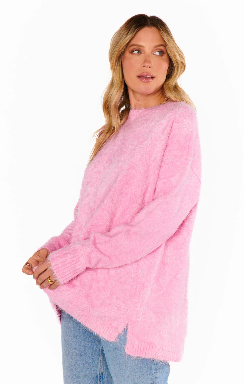 Show Me Your Mumu Bonfire Sweater in Pink Fuzzy Knit