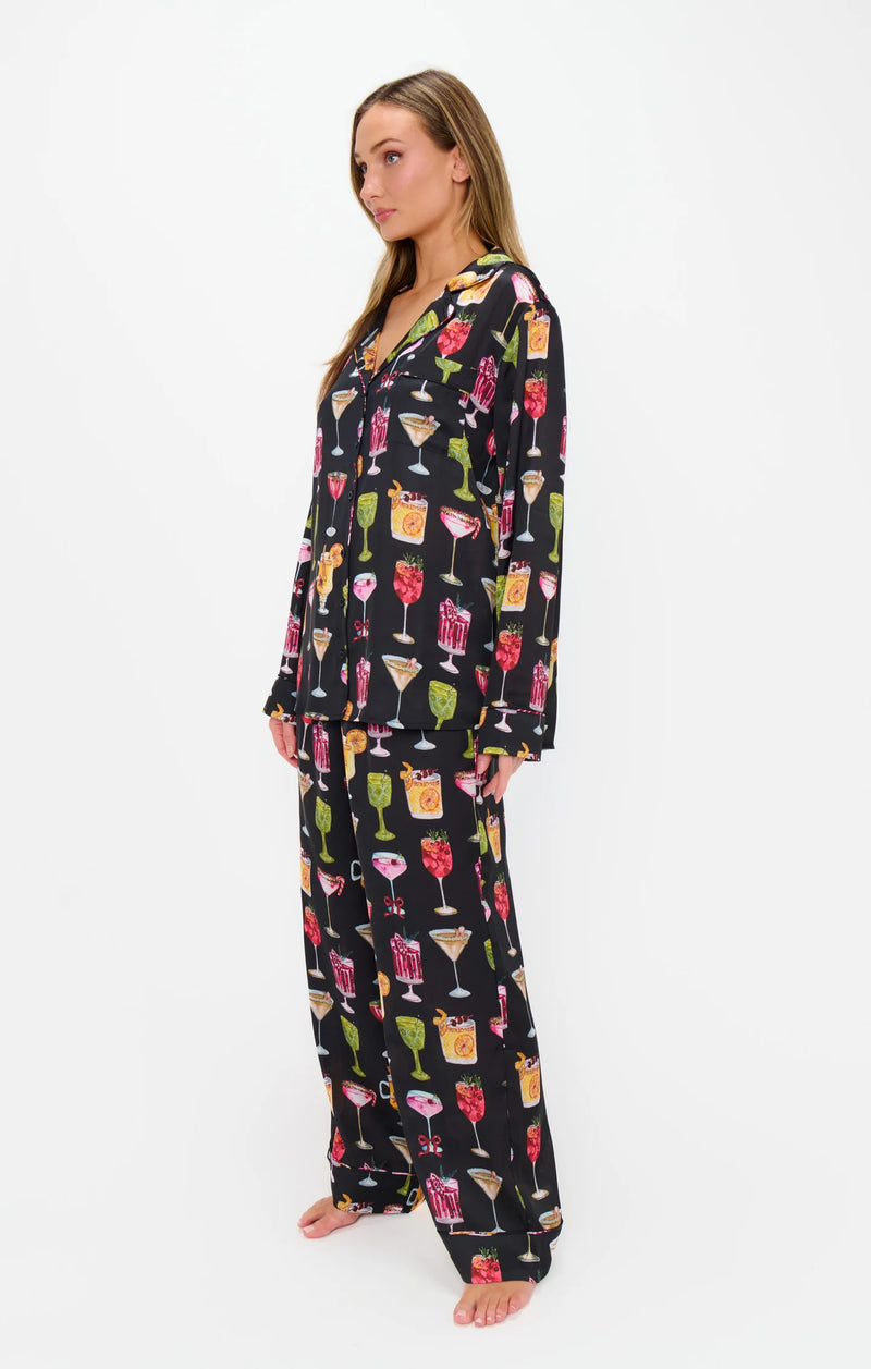 Show Me Your Mumu Classic PJ Set Holiday Cocktails Silky