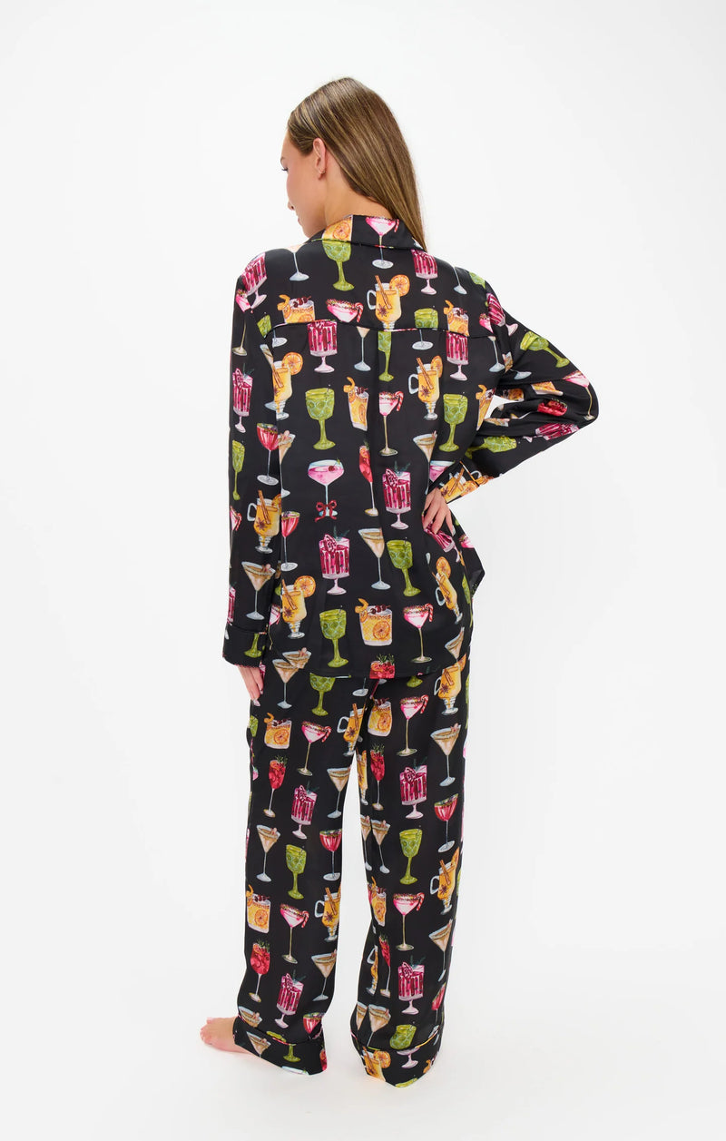 Show Me Your Mumu Classic PJ Set Holiday Cocktails Silky