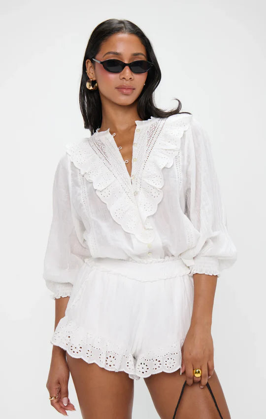 Show Me Your Mumu French Blouse {White Eyelet} Top