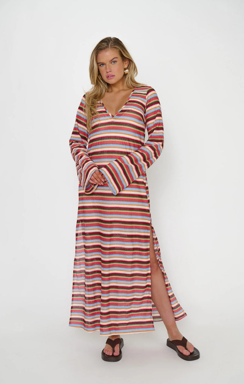 mock neck long sleeve mumu dress Show Me Your Plus Lopez Long-Sleeve V-Neck Maxi functioning equally well as nightwear or house dress Women's Mock Neck Mini Dresses