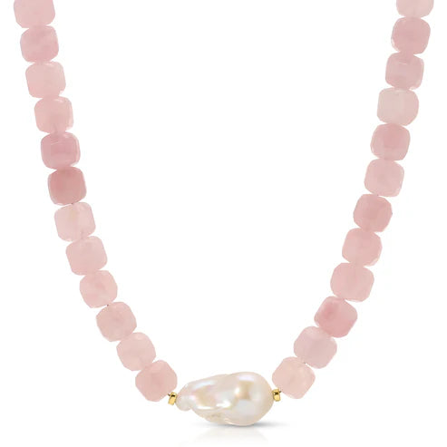 Jurate LA Maris Madagascar Rose Quartz Baroque Pearl Necklace