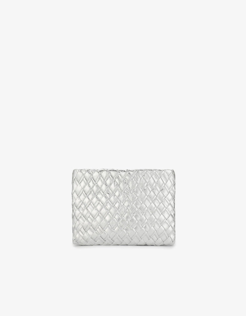 REMI/REID NIEVES CLUTCH WOVEN LARGE HI SHINE METALLIC SILVER