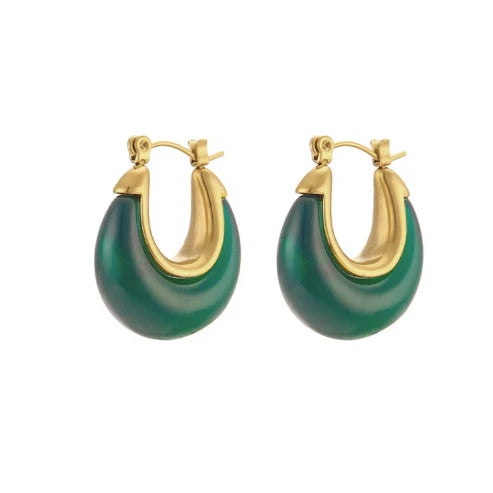 Jurate LA Nina Green Hoop Earrings