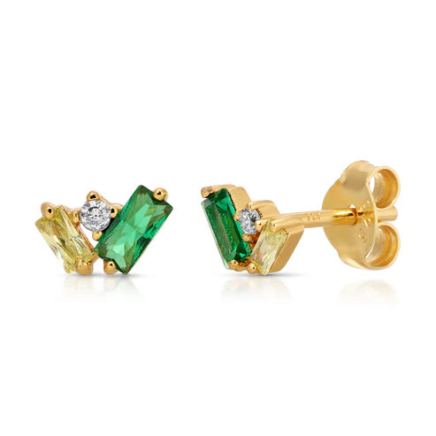 Jurate LA Olivia Green Cluster Stud Earrings