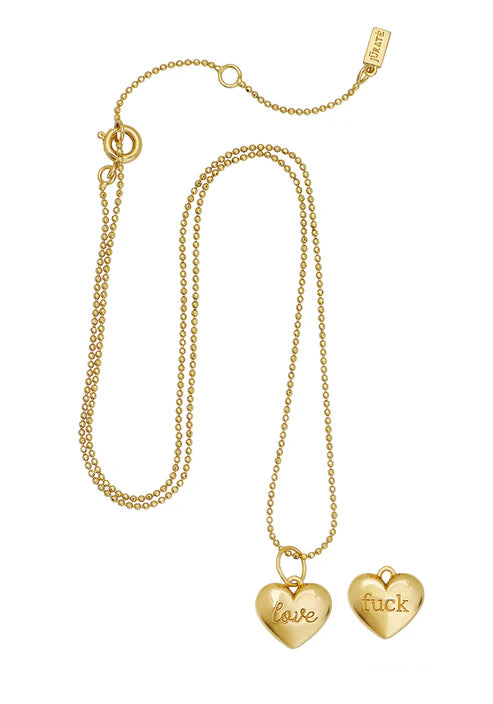 Jurate LA Queen of Hearts Love & Fuck Engraved Heart Necklace
