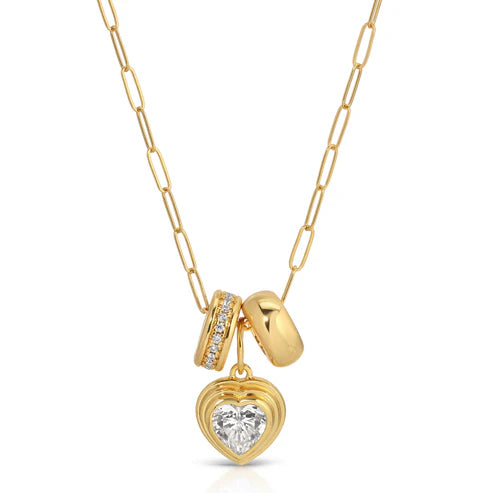 Jurate LA Shimmer Heart Charm Set Necklace