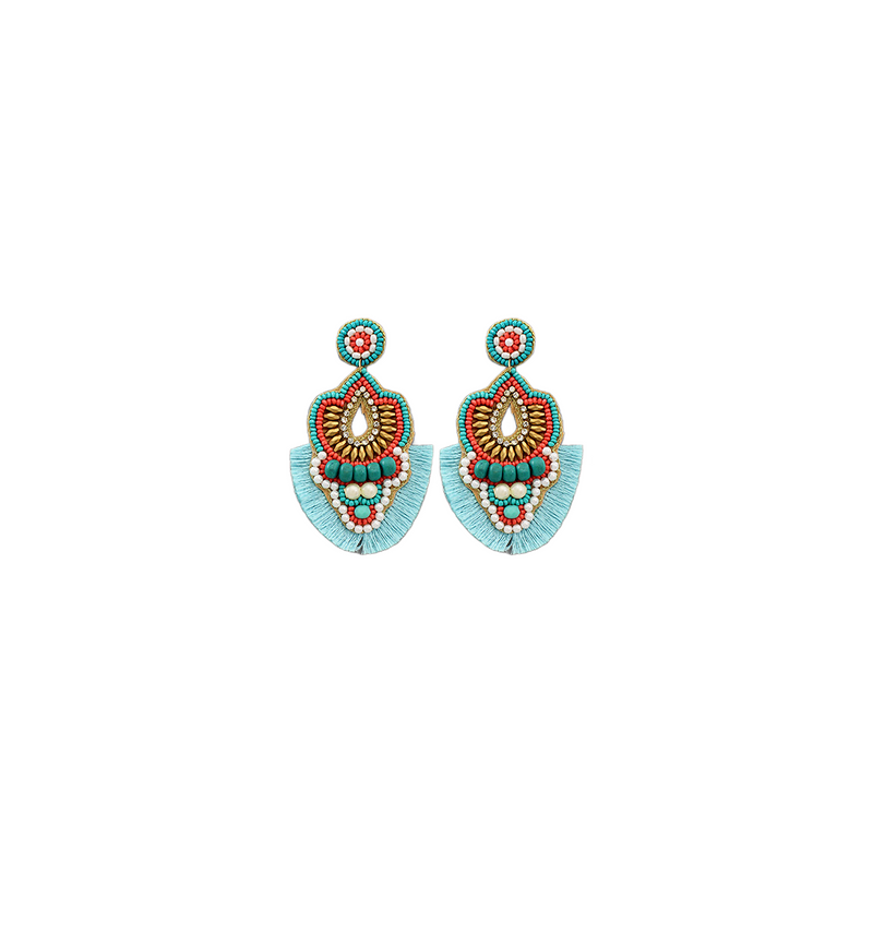 BISHOP BOUTIQUE Geometric & Fan Tassel Earrings