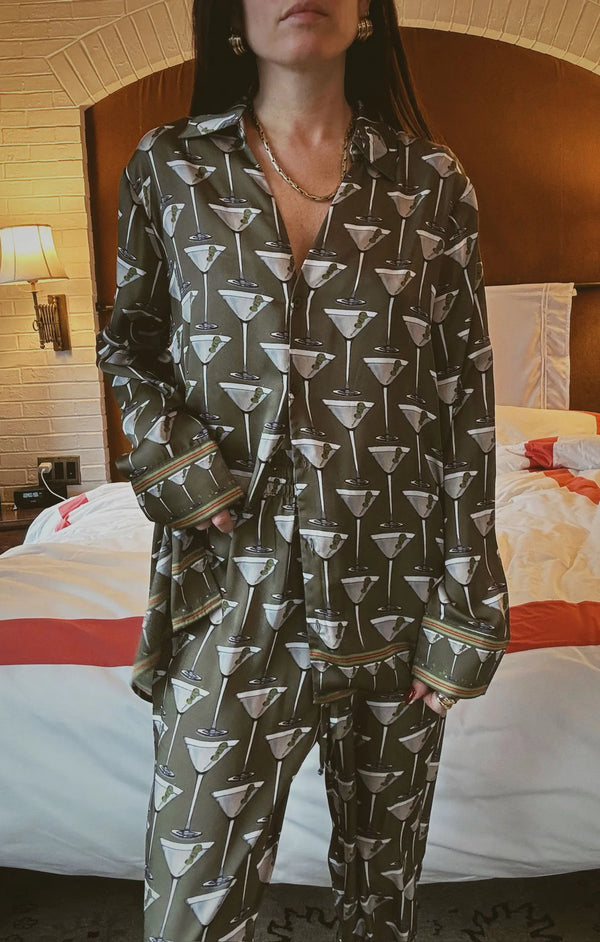 Show Me Your Mumu Overslept PJ Set in Extra Dirty Martini Silky