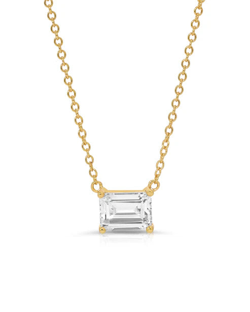 Jurate LA Bling Emerald Cut Solitaire Pendant Necklace - Simulated Diamond