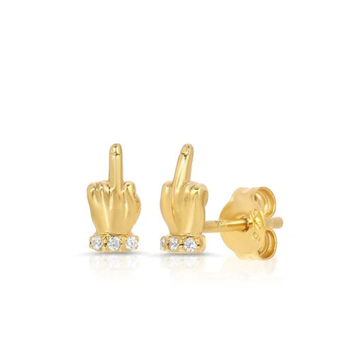 Jurate LA Boy Bye Middle Finger Stud Earrings