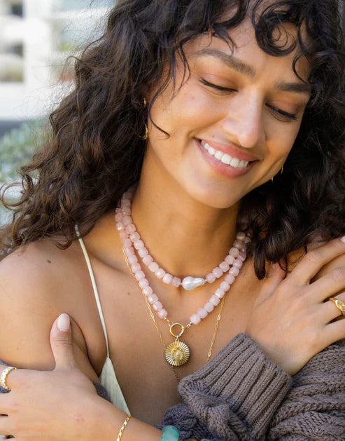 Jurate LA Maris Madagascar Rose Quartz Baroque Pearl Necklace
