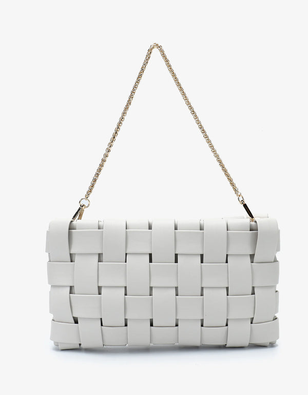 REMI/REID LINDY WOVEN CLUTCH SMALL OFF-WHITE