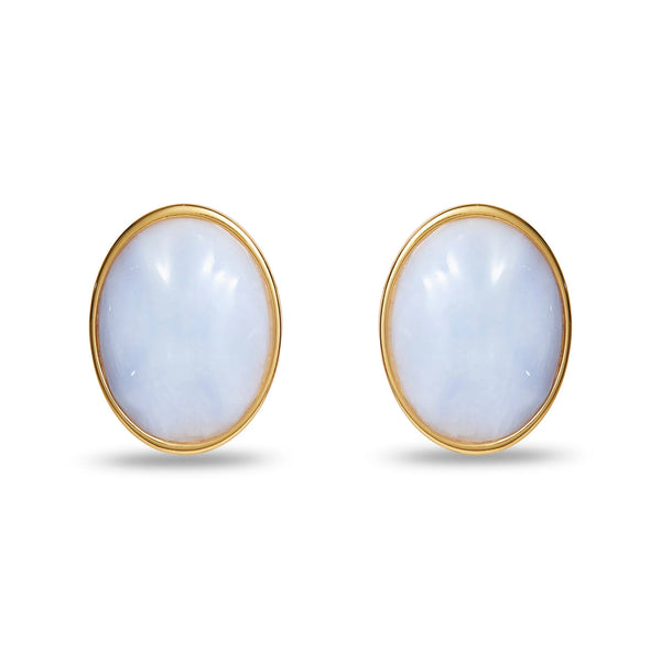 Lele Sadoughi BLUE LACE AGATE REFLECTION BUTTON EARRINGS