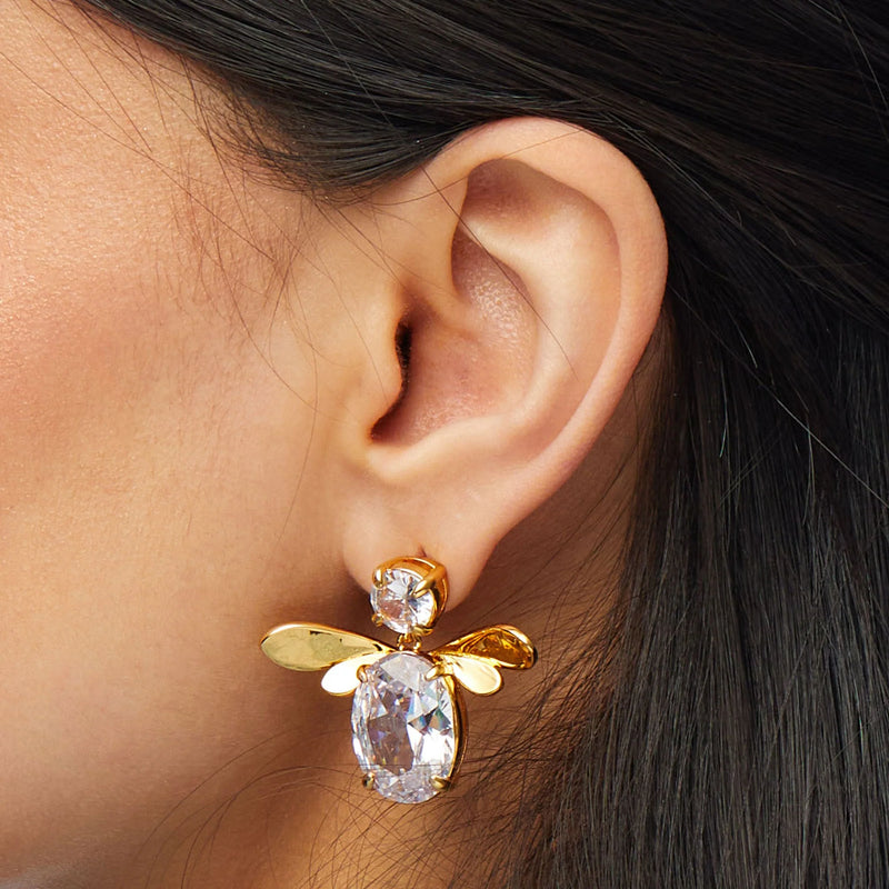 Lele Sadoughi CRYSTAL HONEYBEE DROP EARRINGS