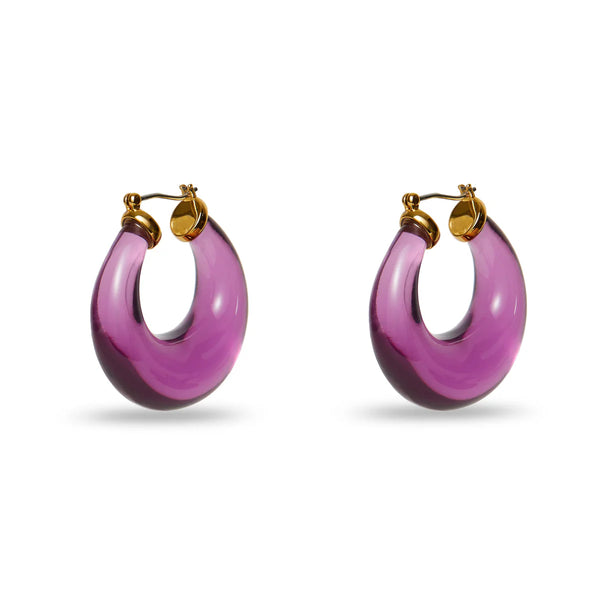 Lele Sadoughi FEBRUARY AMETHYST BIRTHSTONE DOUBLE HOOP