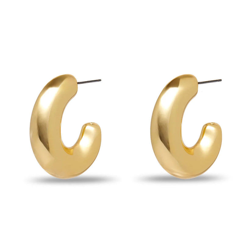 Lele Sadoughi GOLD CHUNKY HOOP EARRINGS