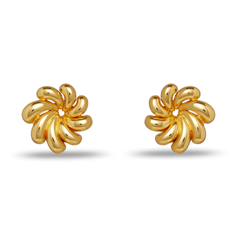 Lele Sadoughi GOLD PINWHEEL FLOWER BUTTON EARRINGS