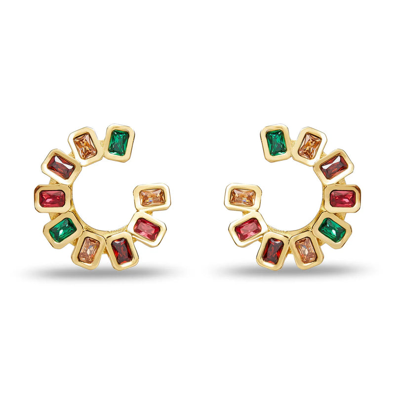 Lele Sadoughi HARLEQUIN RAINBOW SPIRAL GEM EARRINGS