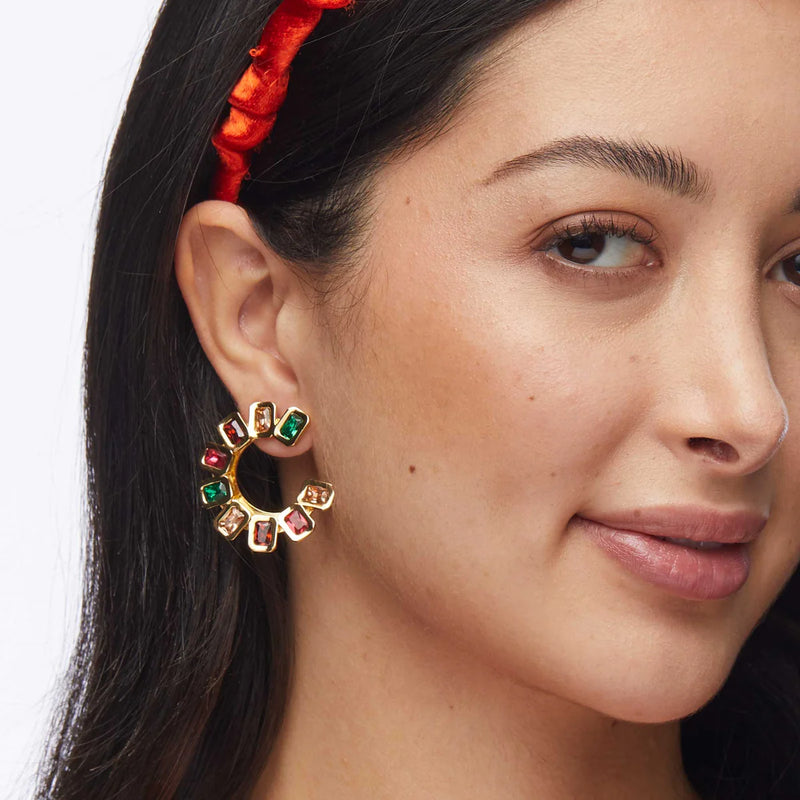 Lele Sadoughi HARLEQUIN RAINBOW SPIRAL GEM EARRINGS