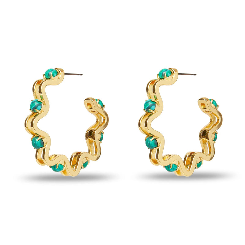 Lele Sadoughi MALACHITE CATERPILLAR HOOP EARRING