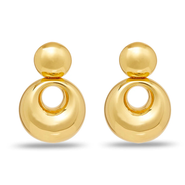 Lele Sadoughi GOLD MEDALLION DROP EARRINGS