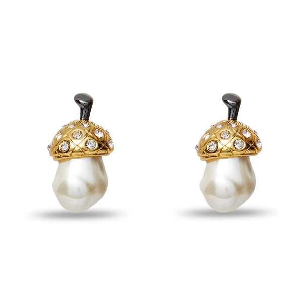 Lele Sadoughi PEARL ACORN BUTTON EARRINGS