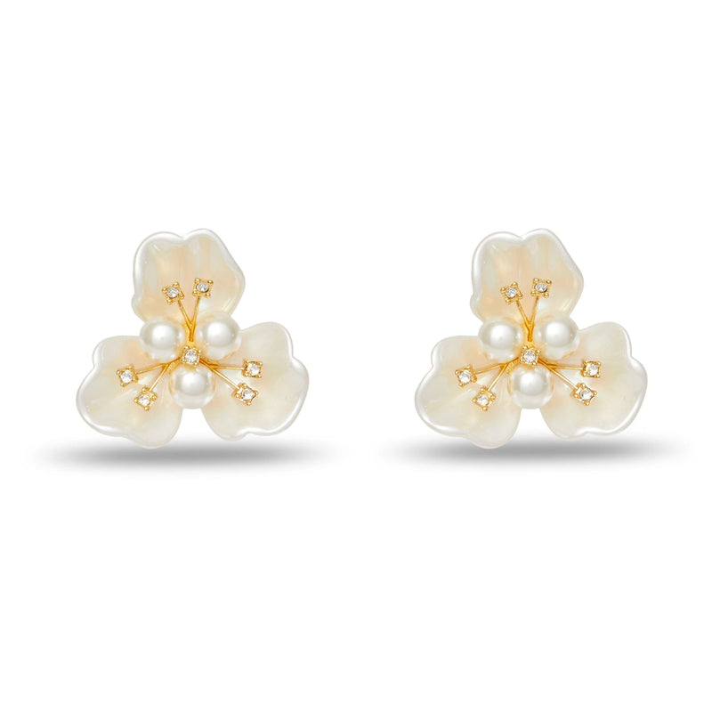 Lele Sadoughi PEARL BLOSSOM BUTTON EARRINGS