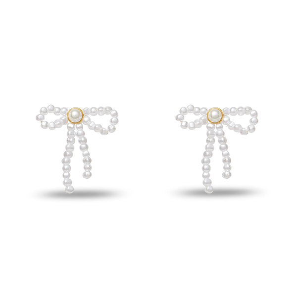 Lele Sadoughi PEARL BOW STUD EARRINGS