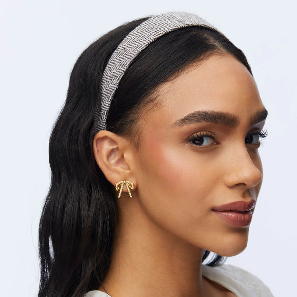 Lele Sadoughi PEARL MINI BOW STUD EARRINGS