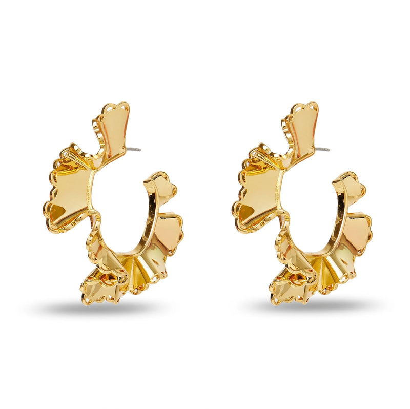 Lele Sadoughi SCALLOP RUFFLE EDGED HOOP EARRINGS