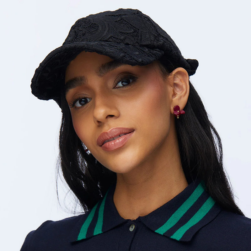 Lele Sadoughi JET LACE BOW EMBELLISHED BASEBALL CAP