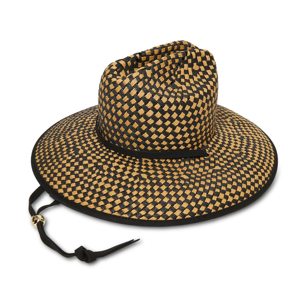 Lele Sadoughi JET NATURAL STRAW CHECKERED HAT