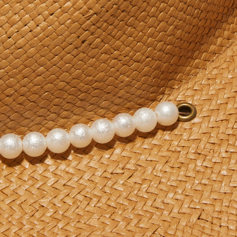 Lele Sadoughi NATURAL PEARL STRAND STRAW HAT