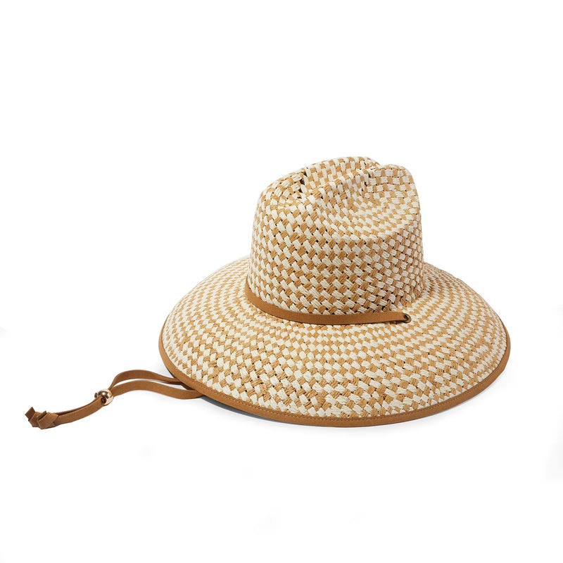 Lele Sadoughi Natural Straw Checkered Hat