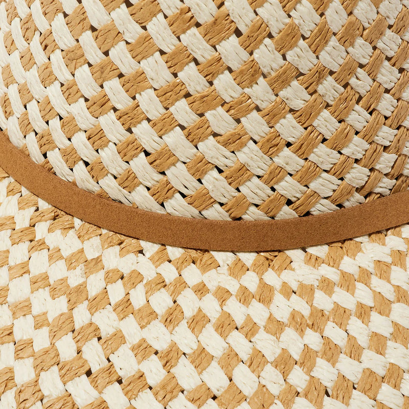 Lele Sadoughi Natural Straw Checkered Hat