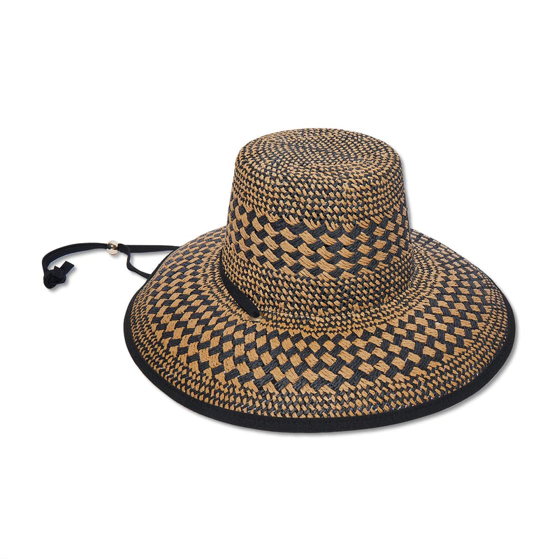 Lele Sadoughi Neutral Night Brielle Checkered Straw Hat