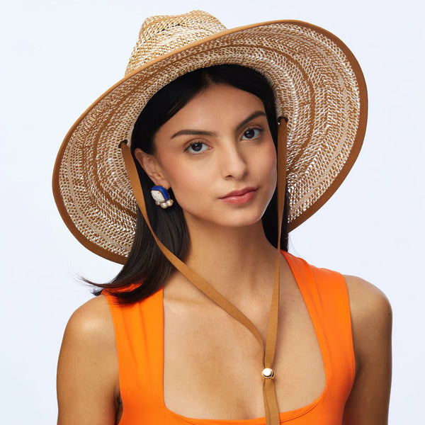 Lele Sadoughi PECAN STRAW WOVEN HAT