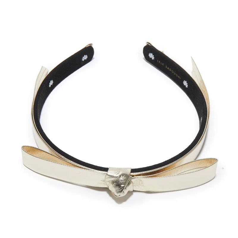 Lele Sadoughi GOLD BARDOT FAUX LEATHER HEADBAND