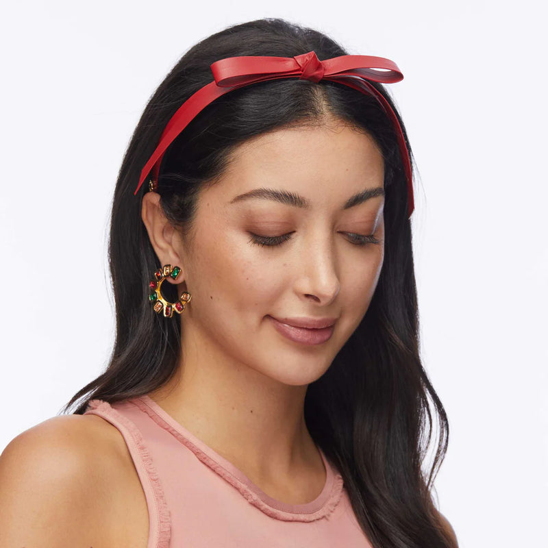 Lele Sadoughi LIPSTICK RED BARDOT FAUX LEATHER HEADBAND