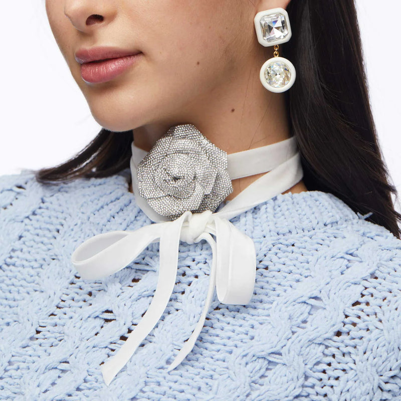 Lele Sadoughi CRYSTAL PAVE ROSE CHOKER