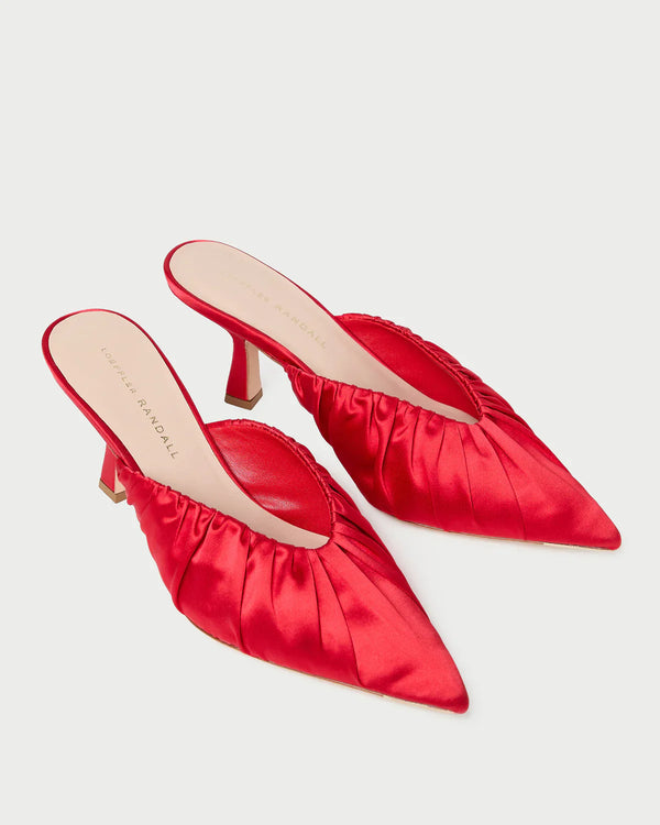 Loeffler Randall Inez Red Satin Mid-Heel Mule