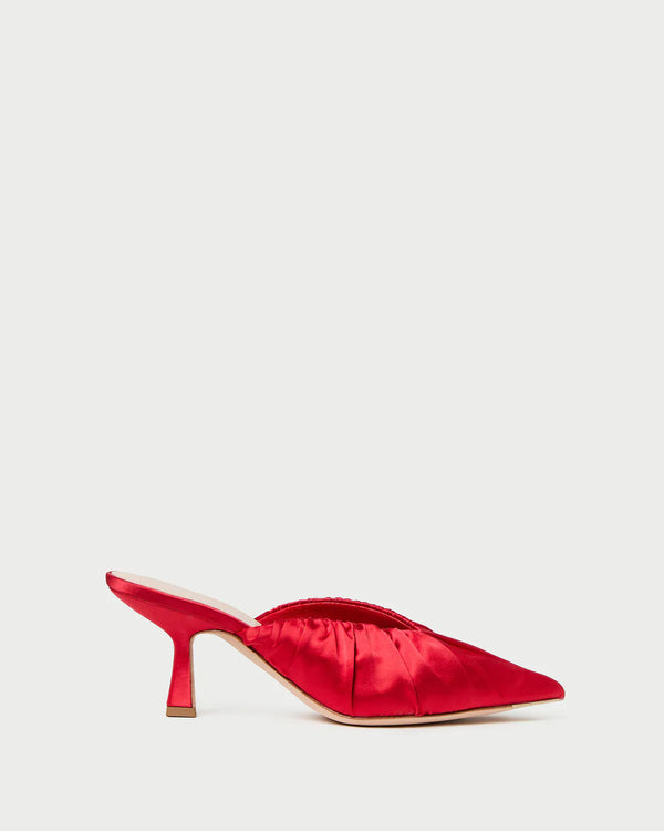 Loeffler Randall Inez Red Satin Mid-Heel Mule