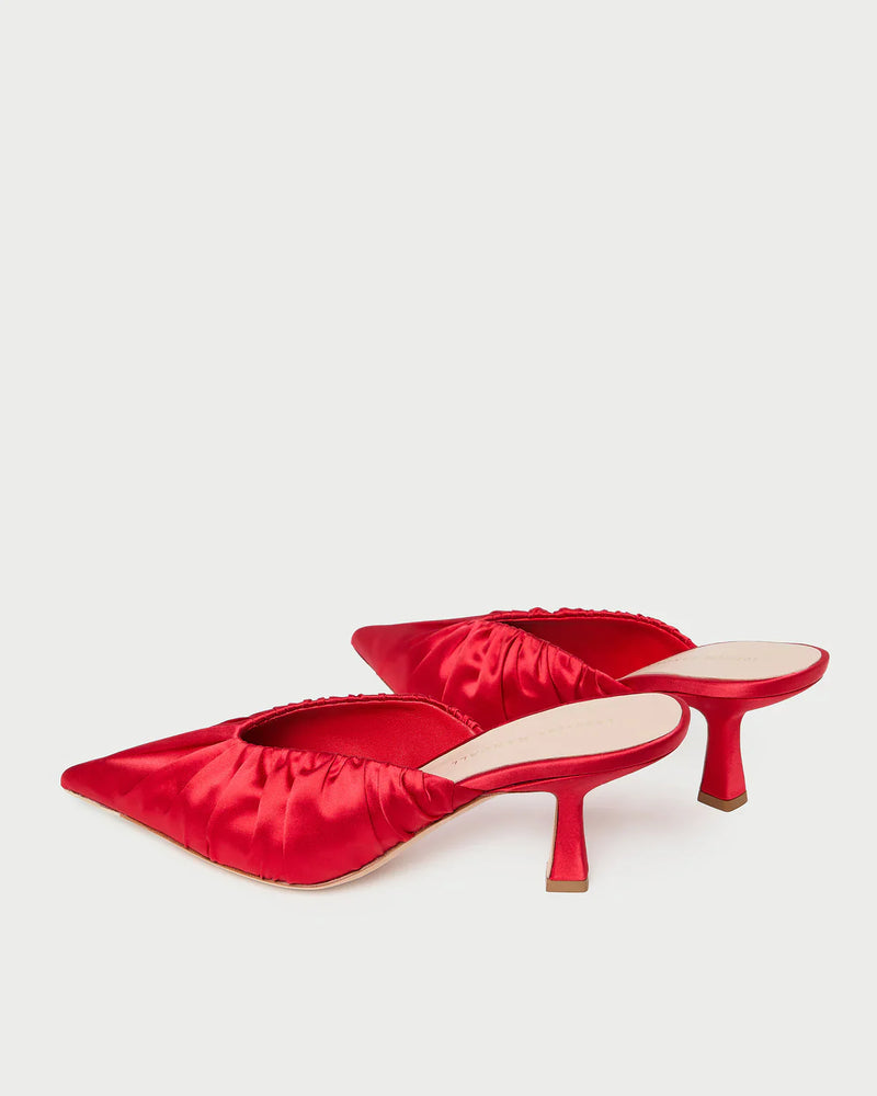 Loeffler Randall Inez Red Satin Mid-Heel Mule