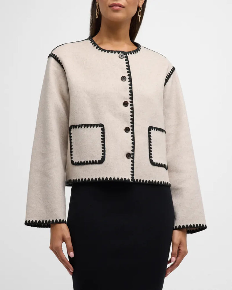 RAILS Melanie Contrast Trim Wool-Blend Jacket