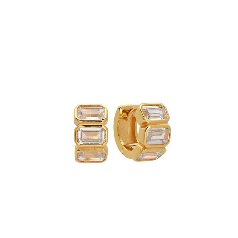 Jurate LA Sunset Sunset Emerald Cut Simulated Diamond Huggie Hoop Earrings
