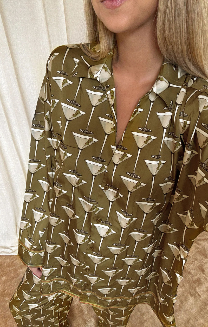 Show Me Your Mumu Overslept PJ Set in Extra Dirty Martini Silky