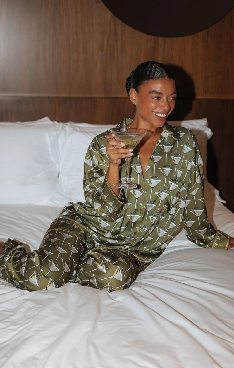 Show Me Your Mumu Overslept PJ Set in Extra Dirty Martini Silky